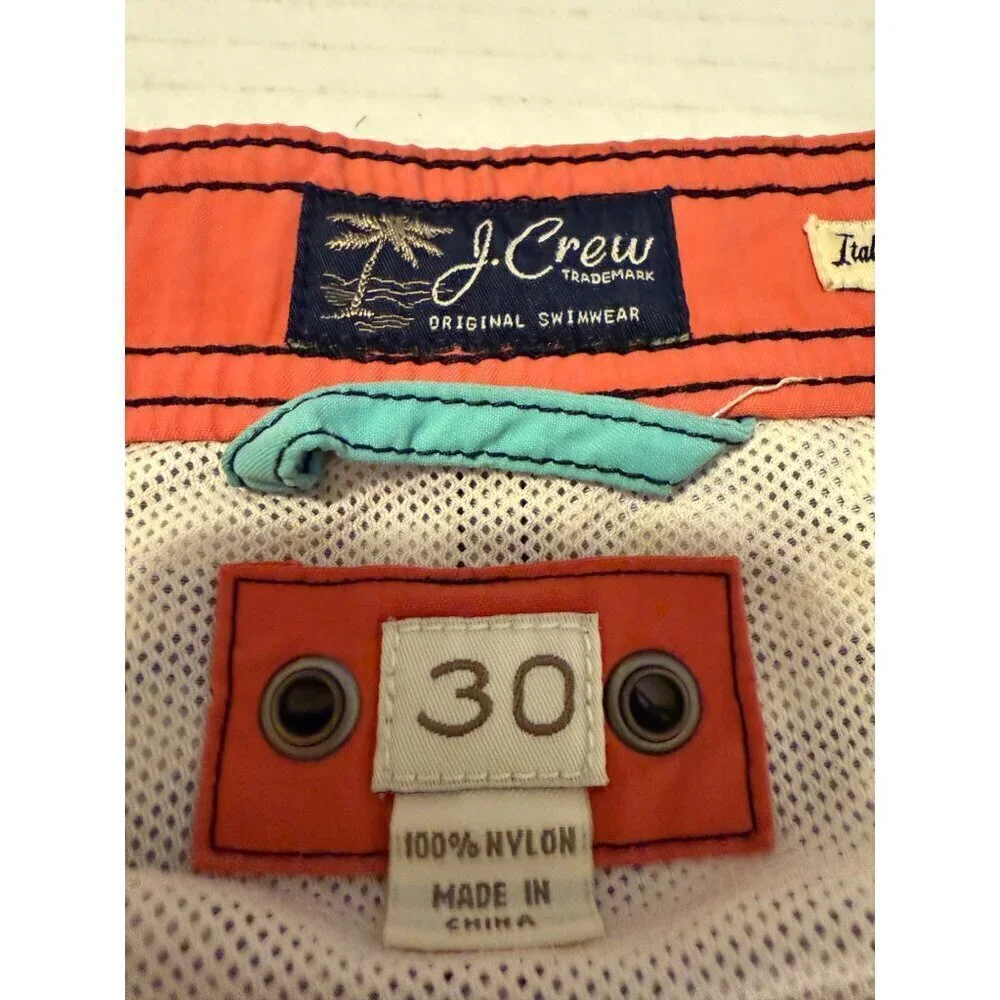 J. Crew's Easterly Fish Board Swim Shorts for men Size 30